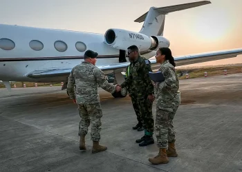 U.S. Army Lt. Gen. John W. Brennan, deputy commander, U.S. Africa Command met Nigerian officials upon arriving in Nigeria for talks. (U.S. Army Sgt. 1st Class Kenneth Tucceri)